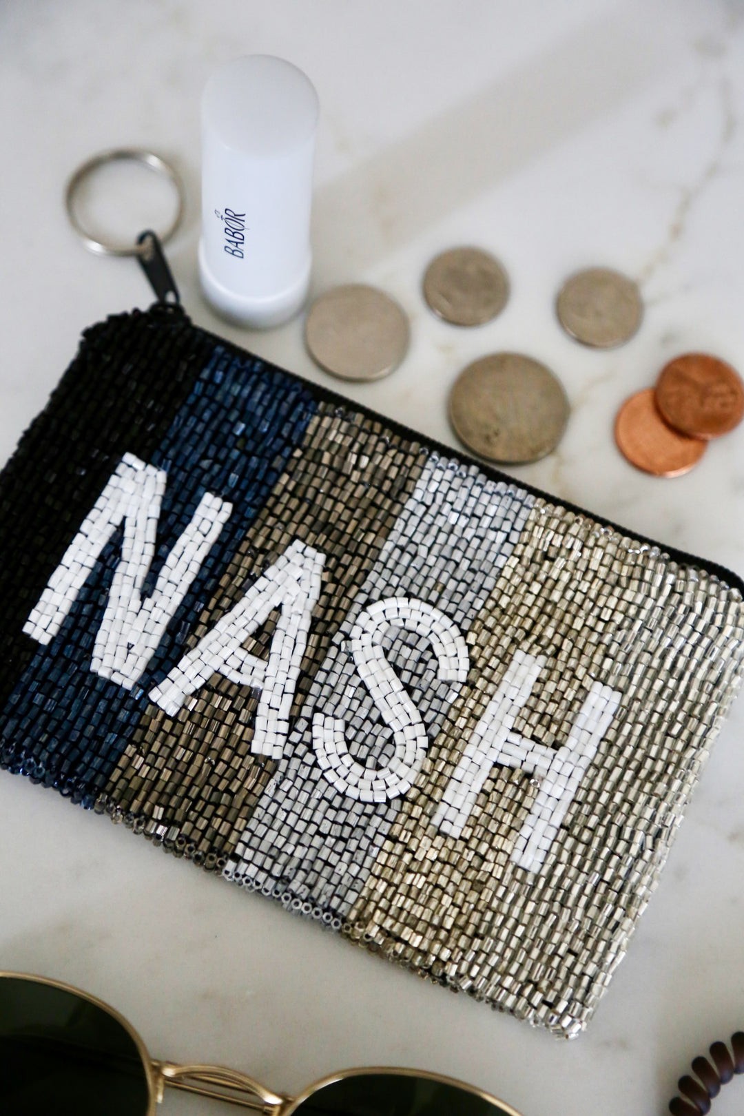 Beaded Coin Purse [NASH Black Ombre]