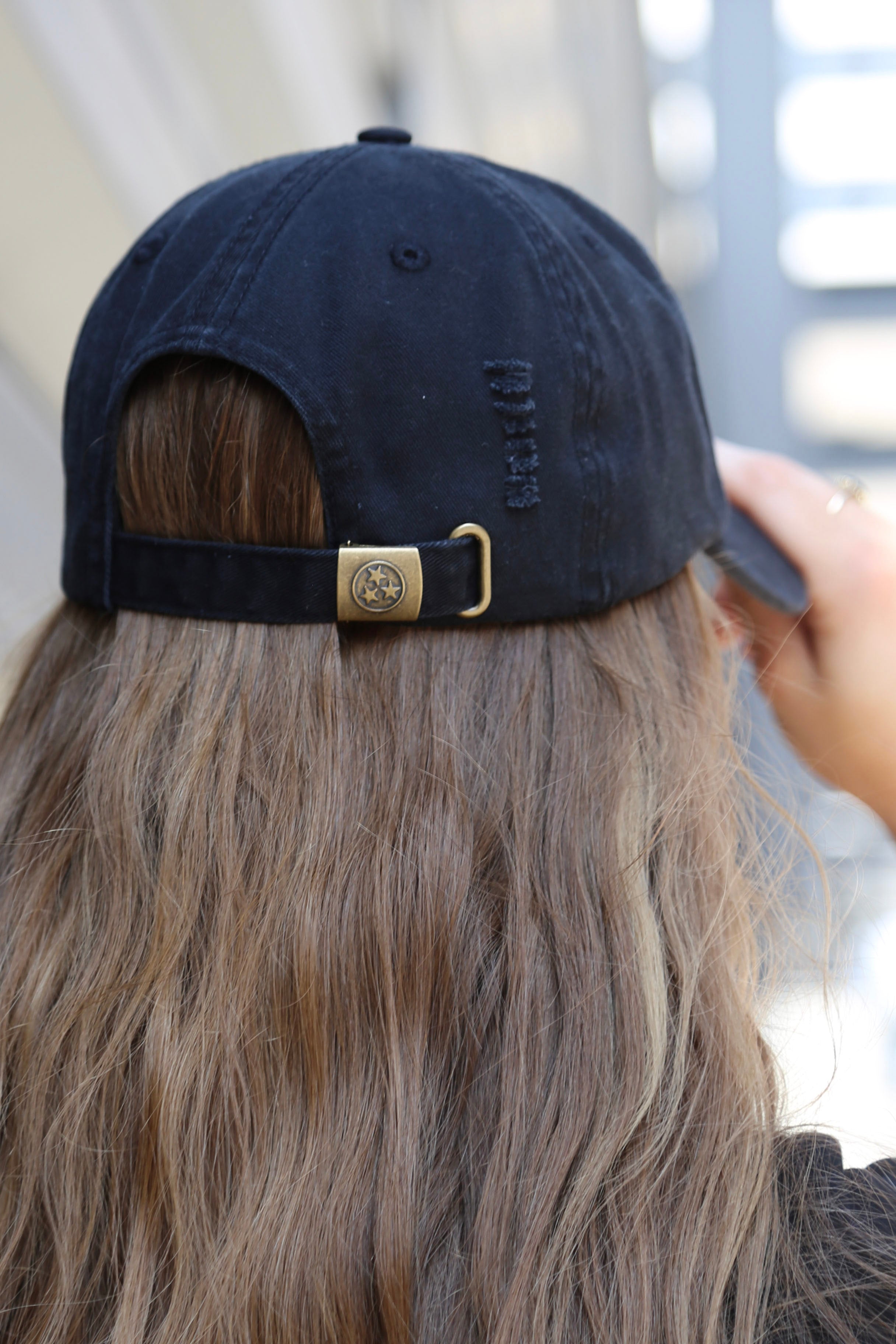 Nashville Distressed Ball Cap [Black]