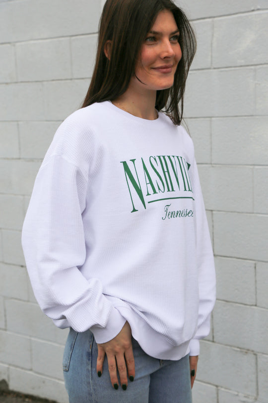 Camden Corded Crew [White/Green]