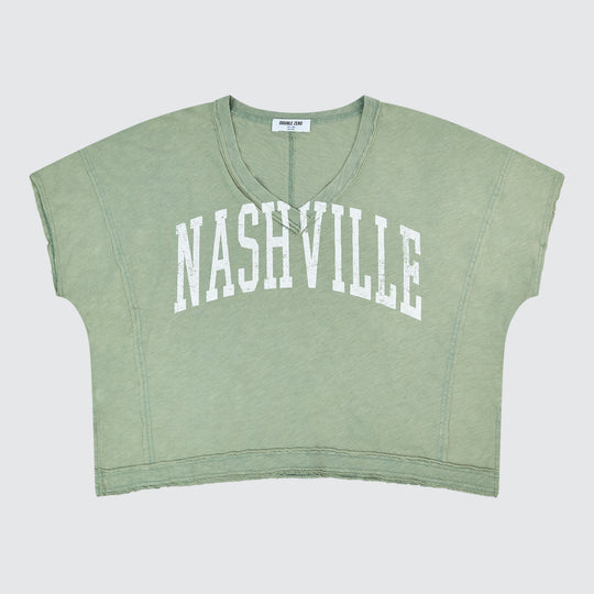 Celina Cropped V Neck Tee [Sage Green]