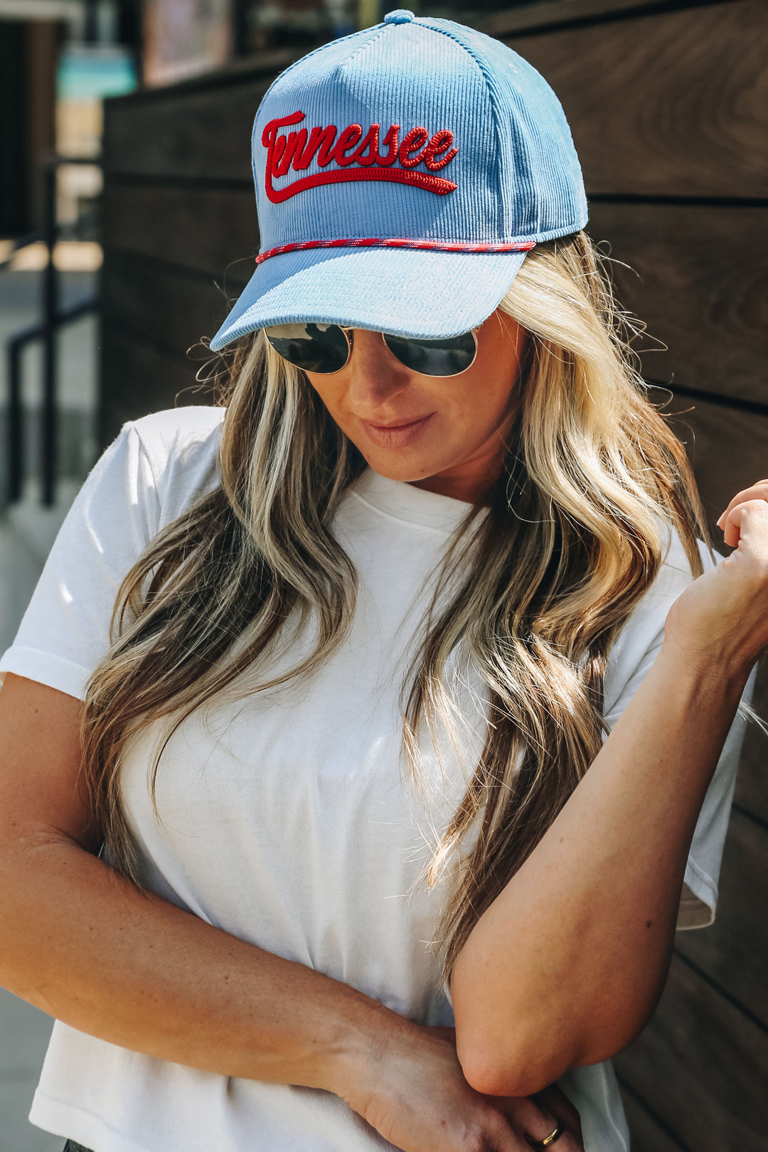 Tennessee Corduroy Rope Snapback [Light Blue/Red]