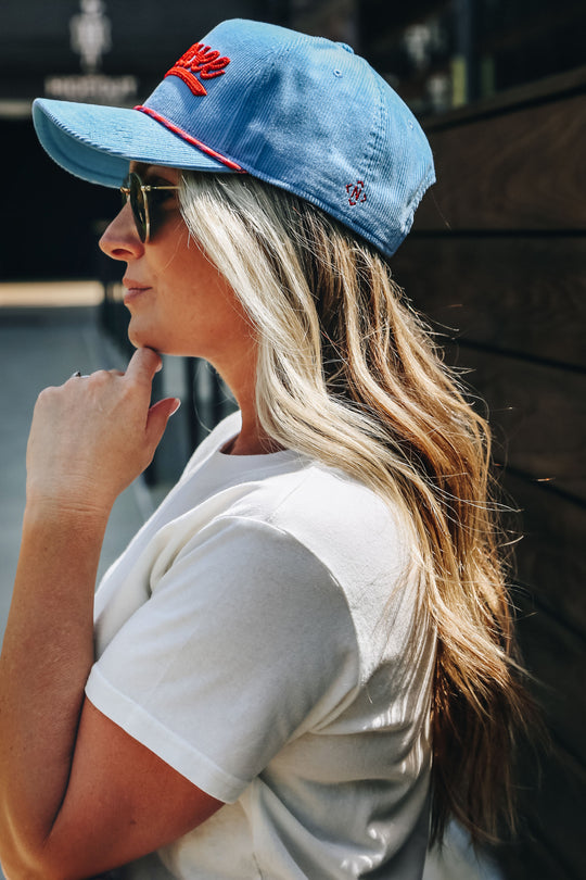 Tennessee Corduroy Rope Snapback [Light Blue/Red]