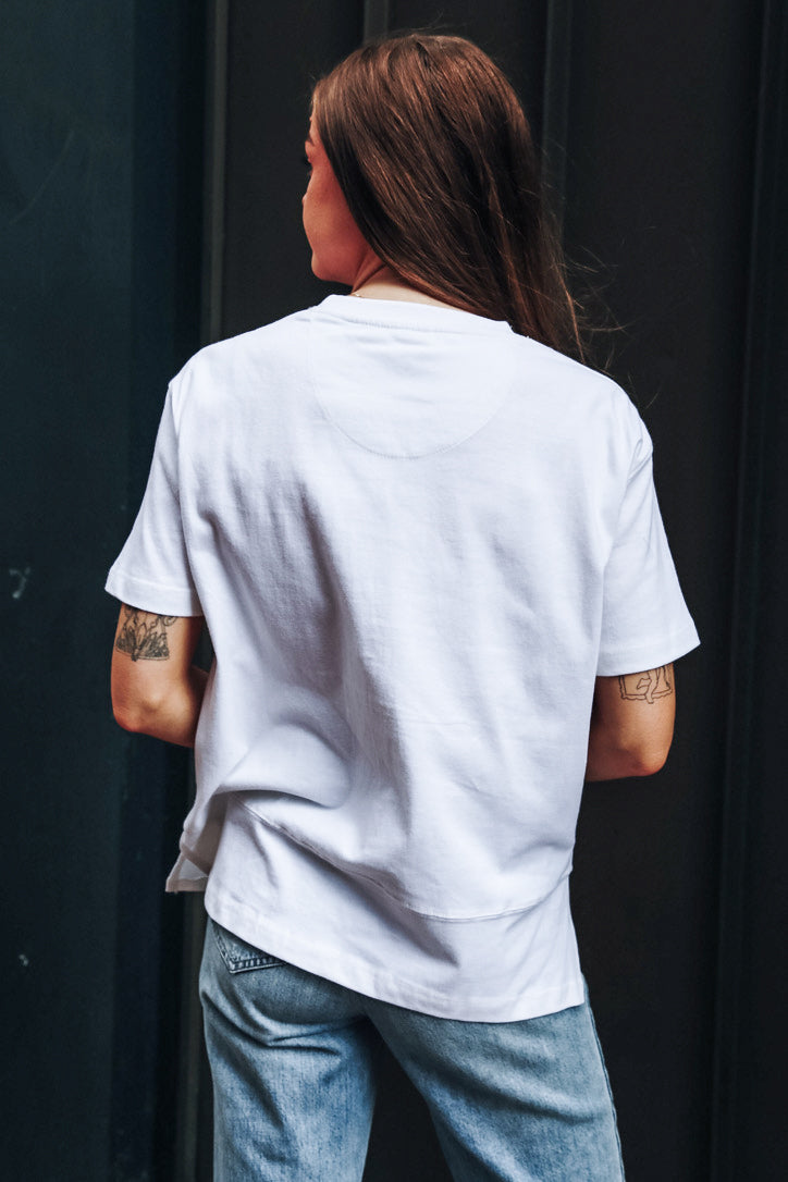 Ella Chenille Outline Tee [White/Navy]