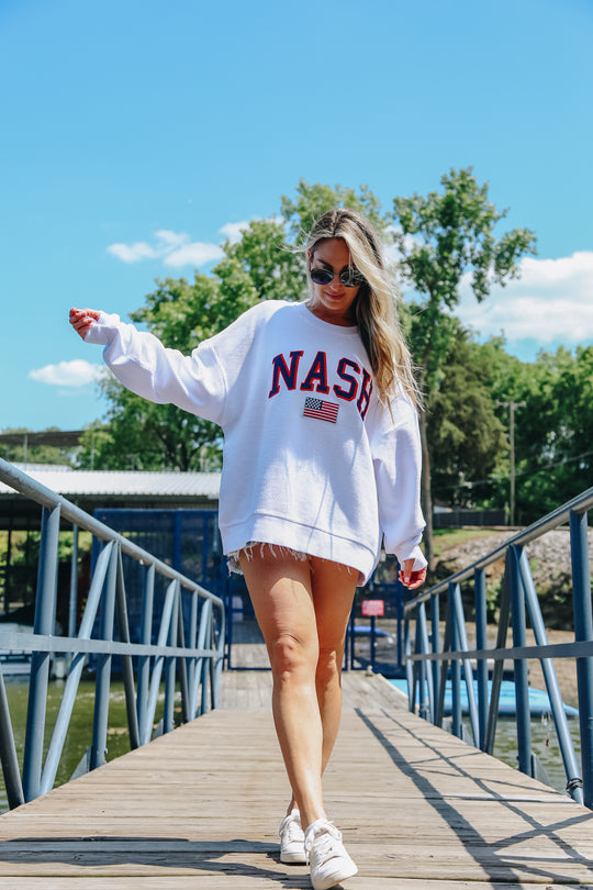 Lakeside Oversize Corded Sweatshirt [White]