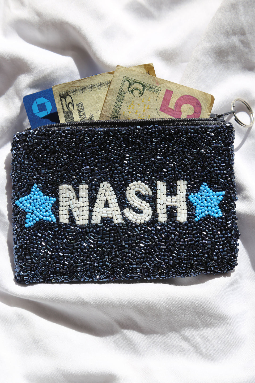 Beaded Coin Purse NASH [Navy/White/Light Blue]