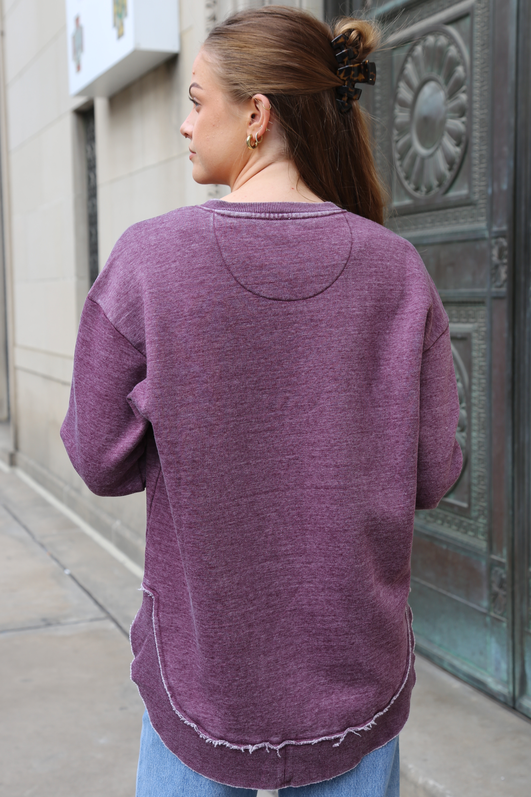 V Neck Appliqué Poncho [Maroon]