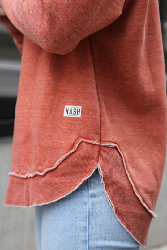 V Neck Appliqué Poncho [Burnt Orange]