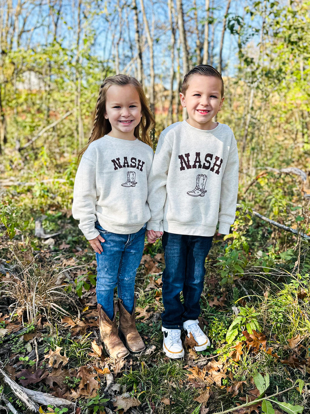 Kids Crewneck Sweatshirt [Cream Boots]