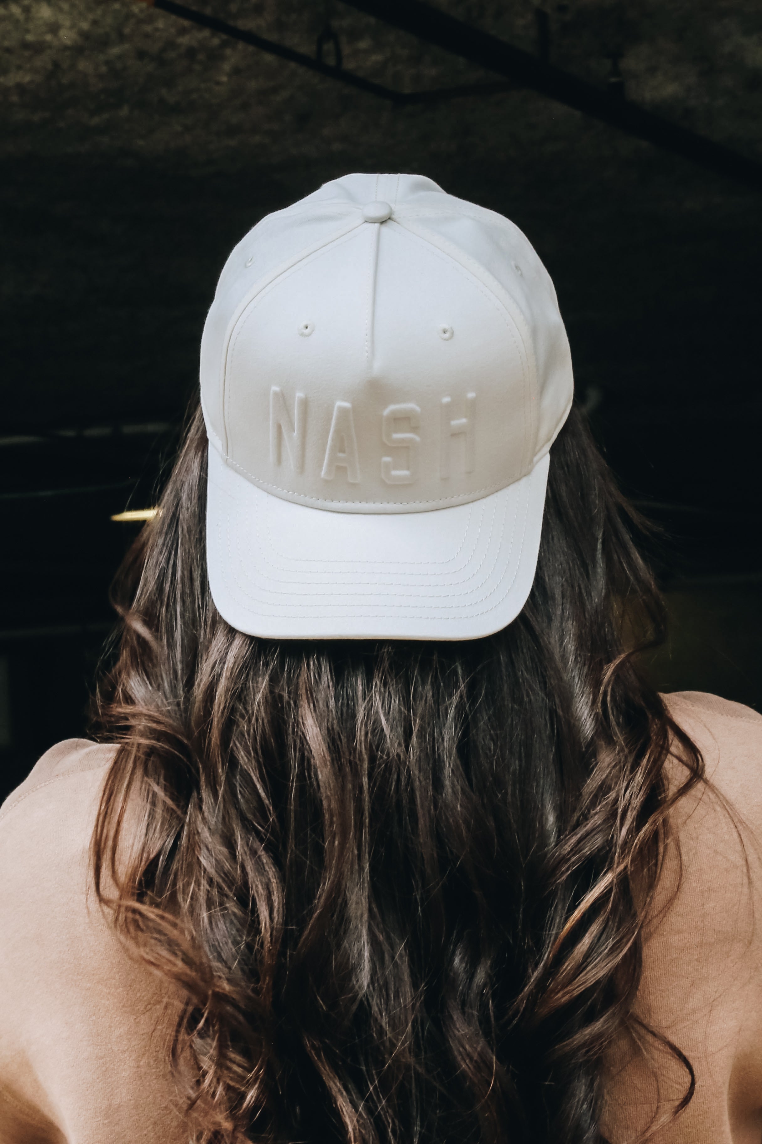 Nash Embossed 5 Panel Cap Off White