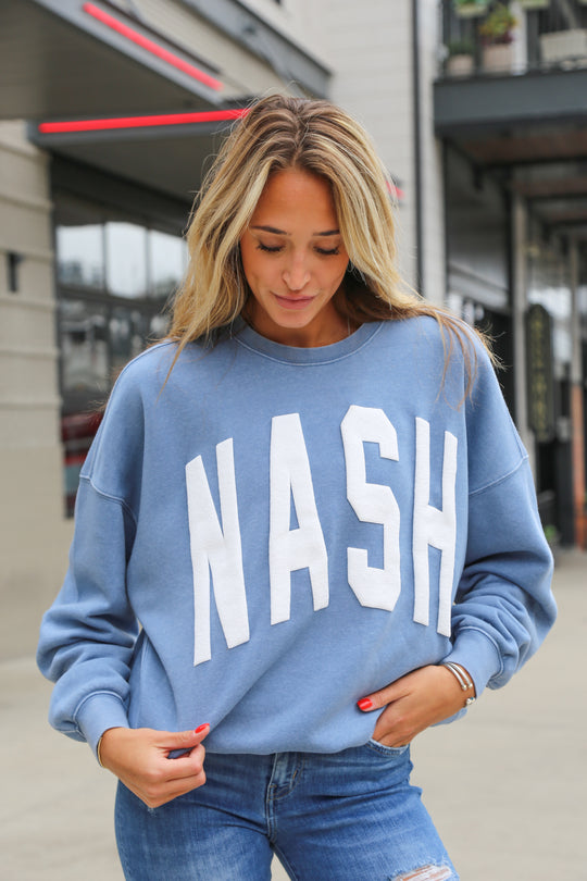 NASH Oversized Burnout Crewneck [Blue Gray]