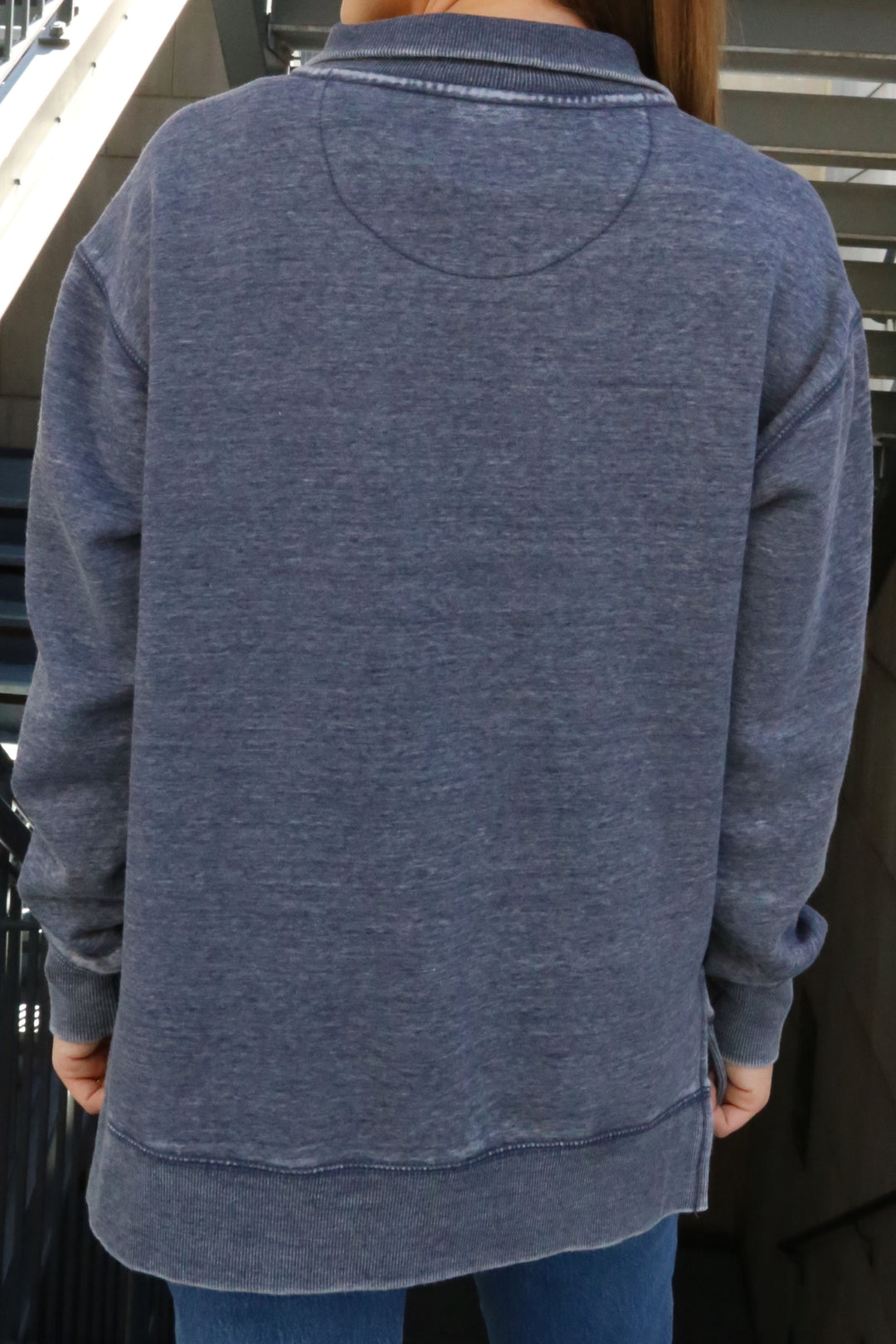Vintage Varsity Mock Neck Henley [Navy]