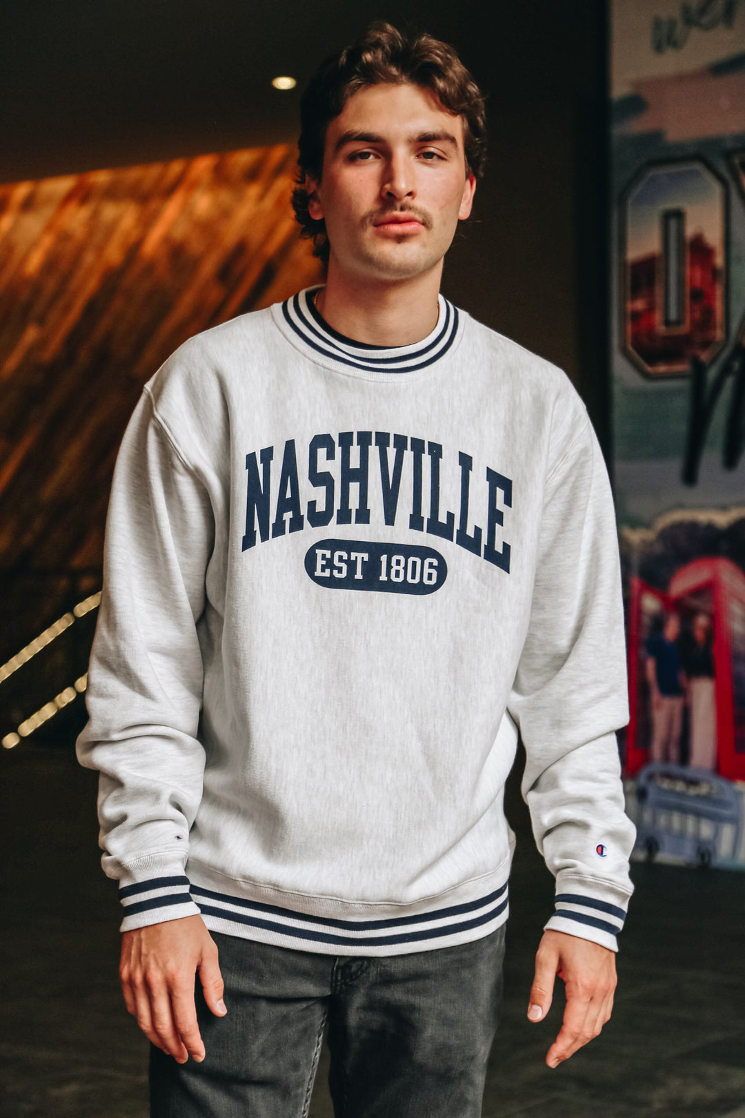 Nashville Classic Collegiate Crewneck Gray Navy