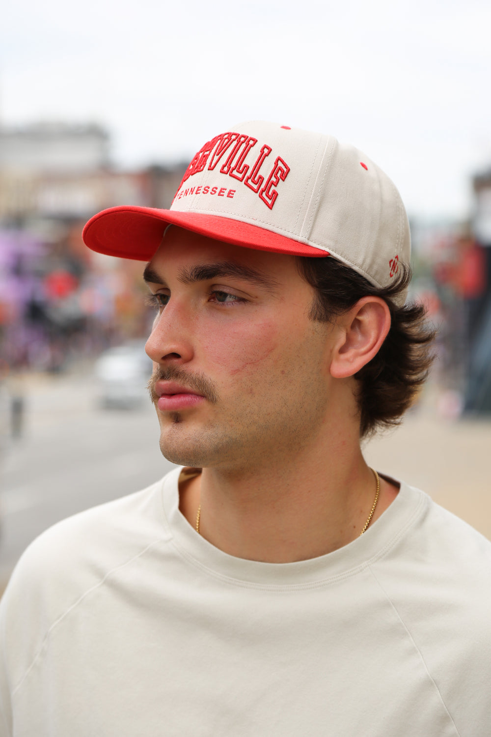 Nashville Two-Tone Collegiate Snapback [Red/Cream]