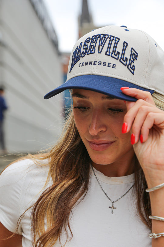 Nashville Two-Tone Collegiate Snapback [Navy/Cream]