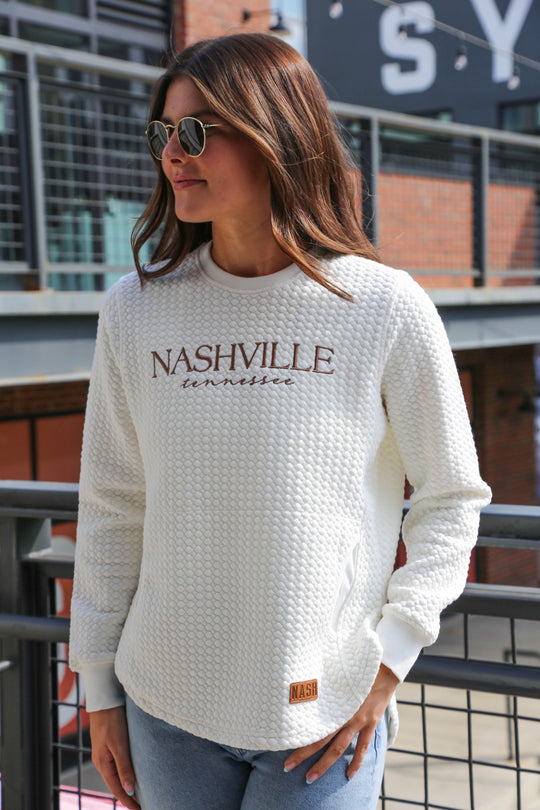 Nashville Cable Knit Crewneck [Off White]