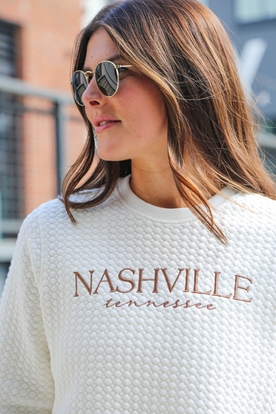 Nashville Cable Knit Crewneck [Off White]