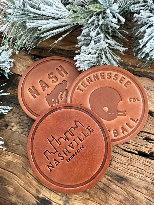 Nashville Skyline Leather Coaster