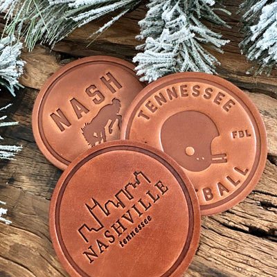Nashville Skyline Leather Coaster