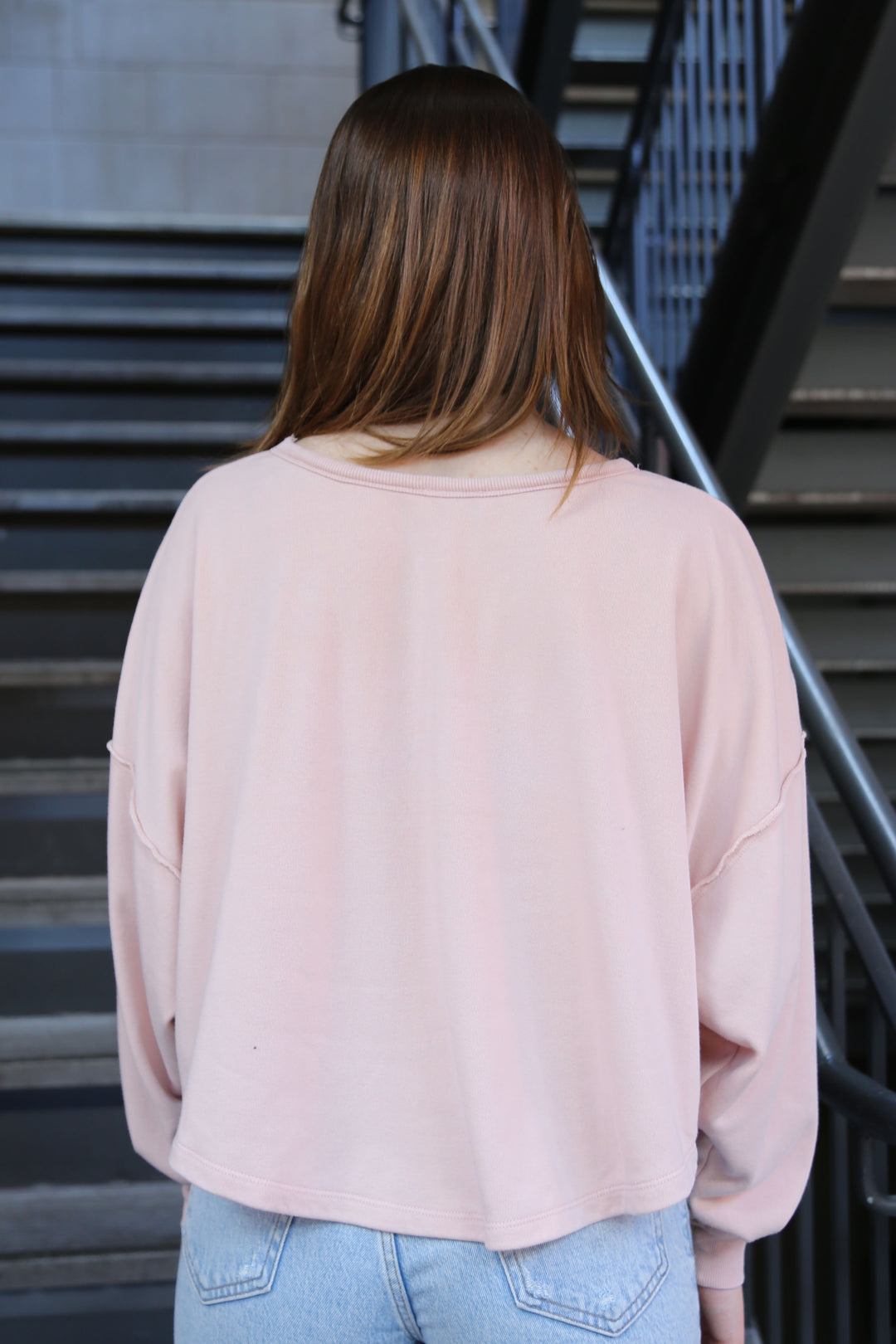 Boxy Boatneck Sweatshirt [Light Pink]