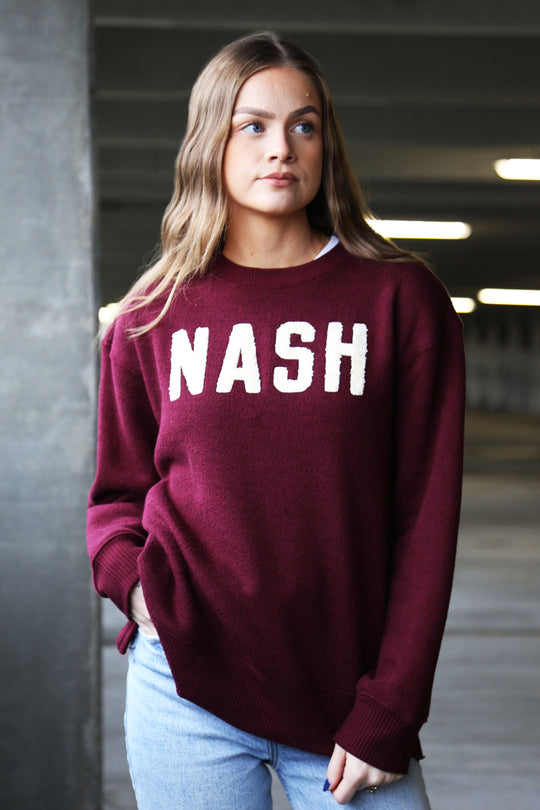 NASH Terry Fleece Crew [Maroon/Ivory]