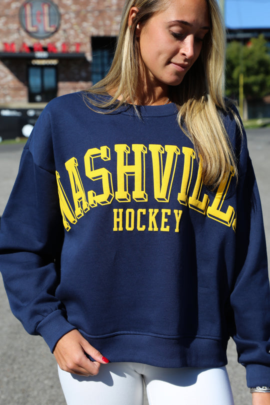 Nashville Hockey Relaxed Crewneck [Navy/Gold]