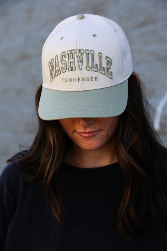 Nashville Two-Tone Collegiate Snapback [Sage/Cream]