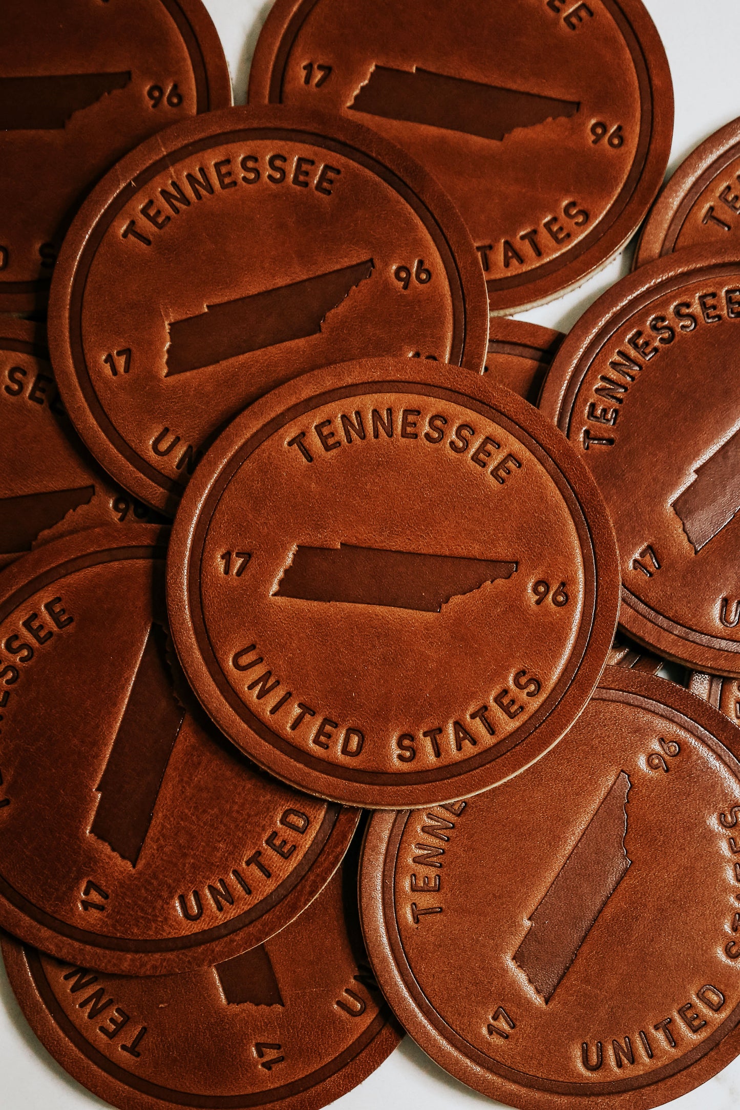 Tennessee Silhouette Leather Coaster