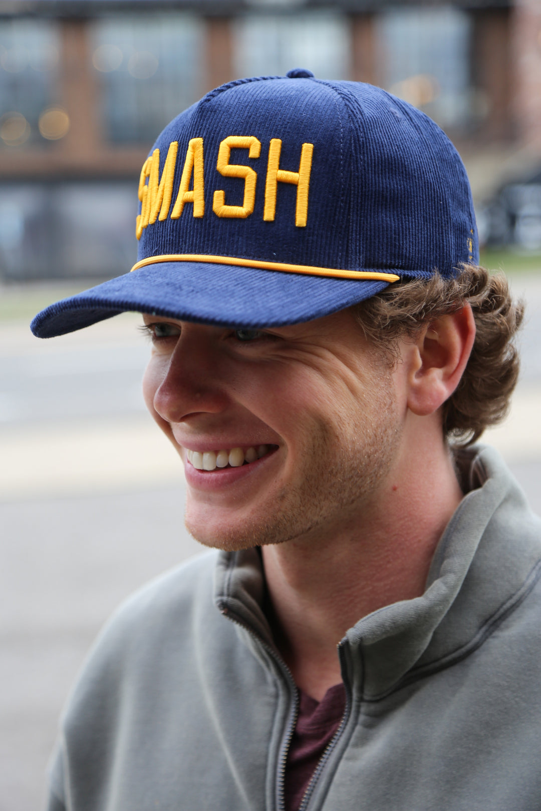 SMASH Corduroy Snapback [Navy/Gold]