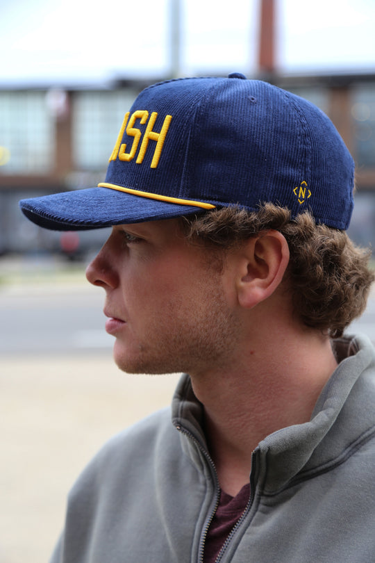 SMASH Corduroy Snapback [Navy/Gold]