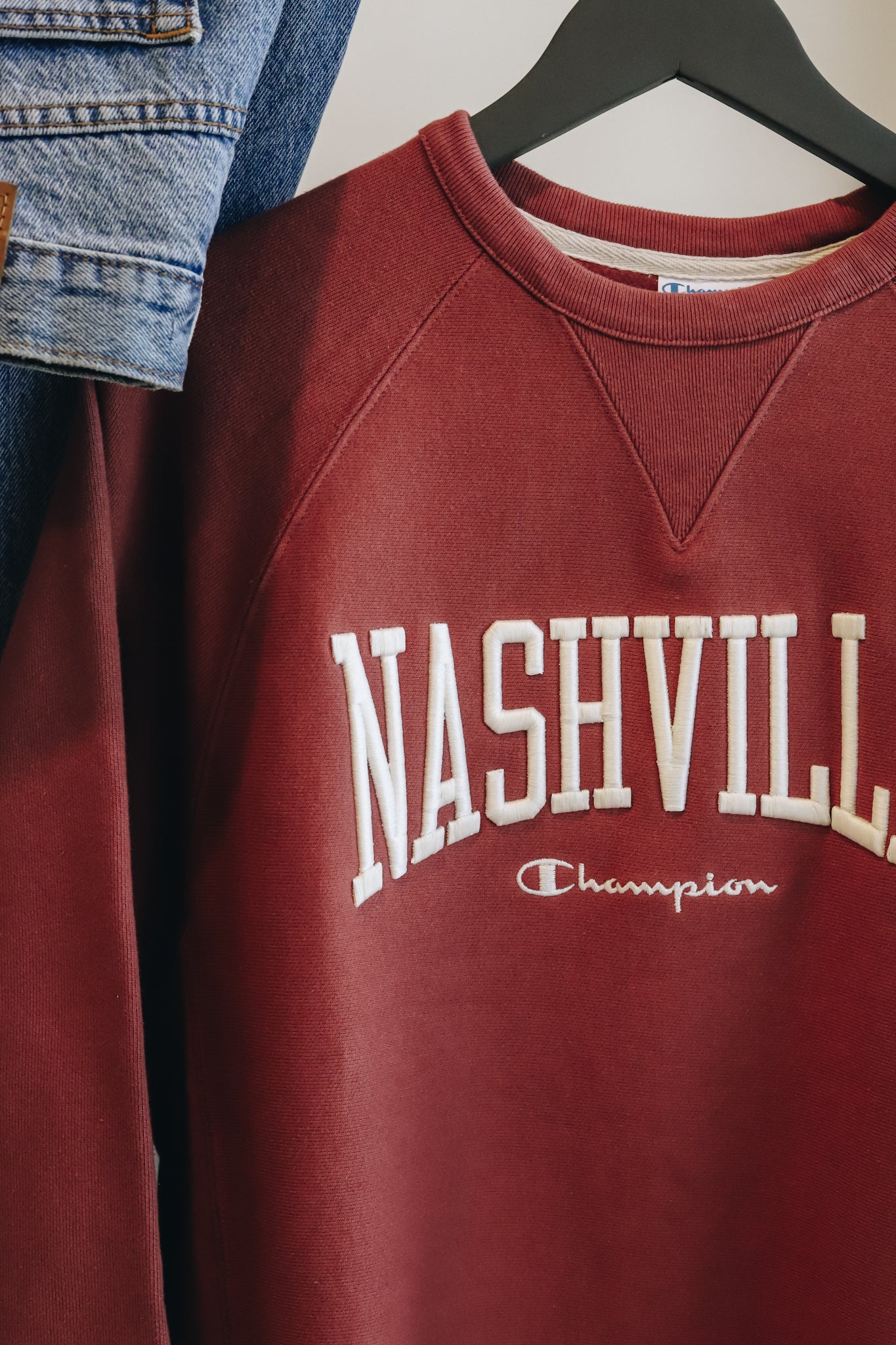 Close up view of the embroidered Nashville.
