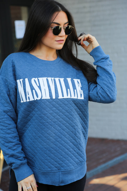 Nashville Quilted Poncho Sweatshirt [Bluestone]