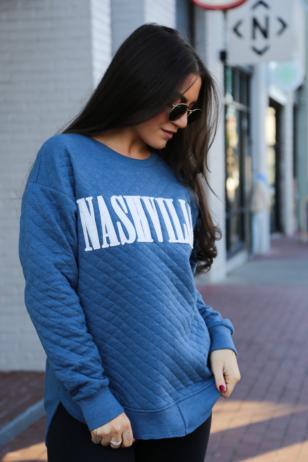 Nashville Quilted Poncho Sweatshirt [Bluestone]