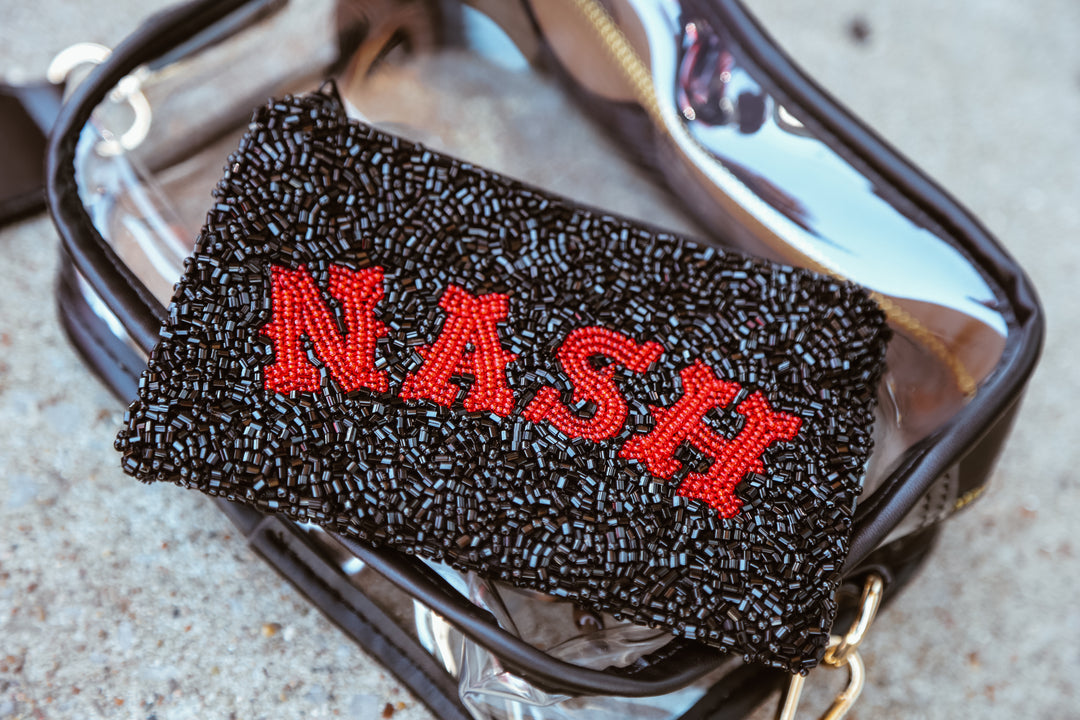 Beaded Coin Purse - NASH Western [Black/Red]