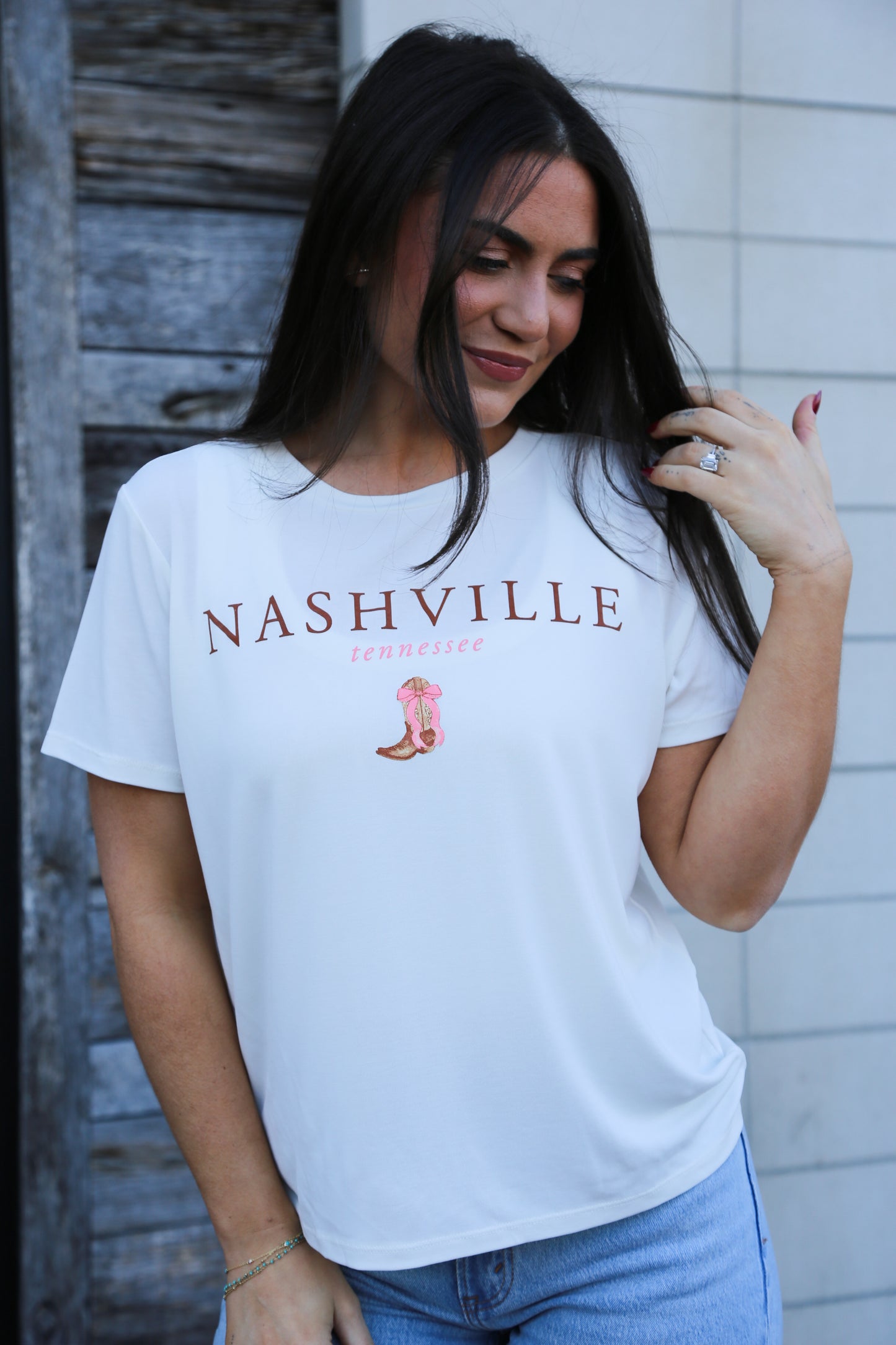 Nashville Boots Poppy Tee [Cream]
