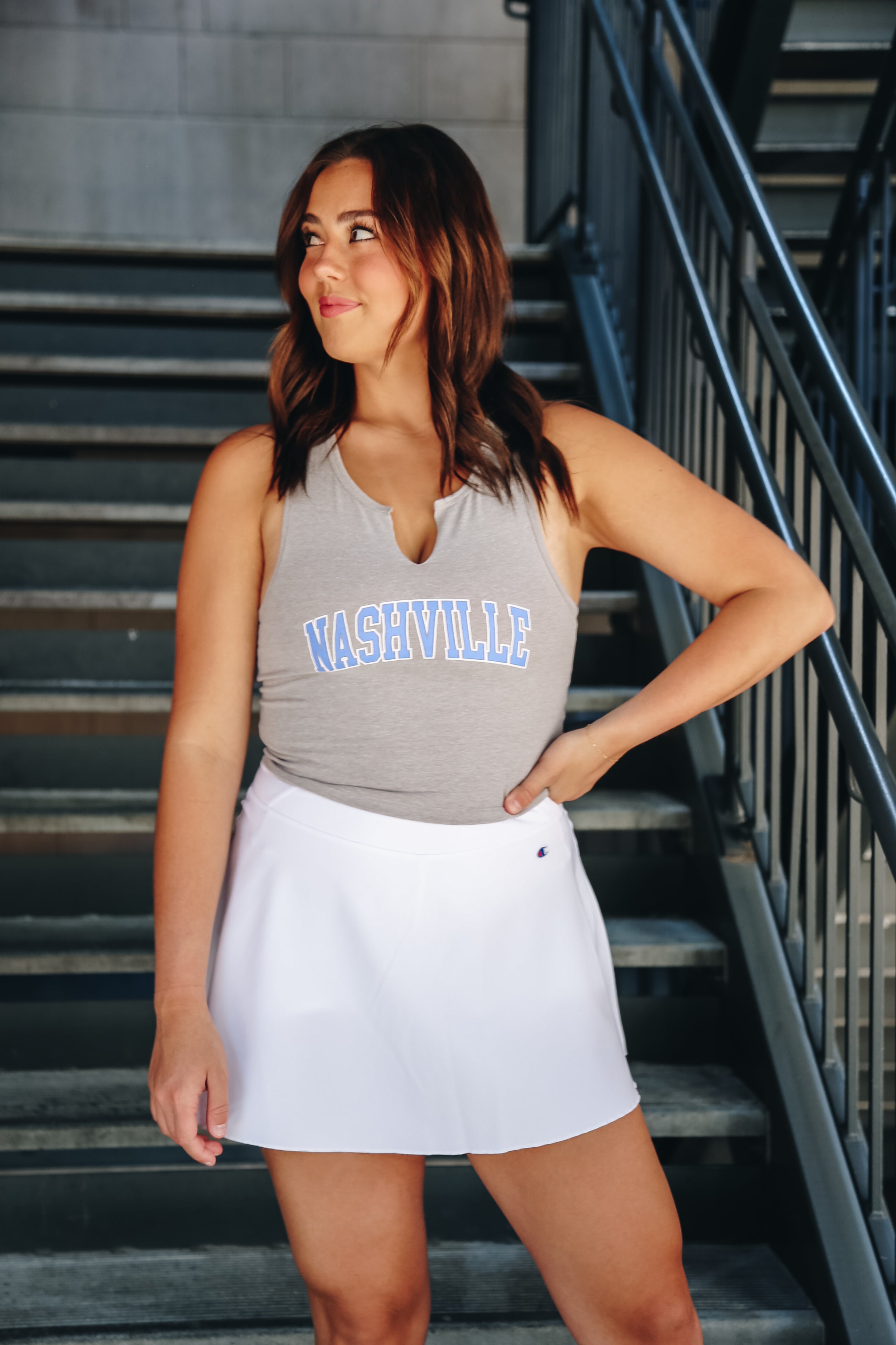 Tennessee Tennis Skirt [White/Light Blue]