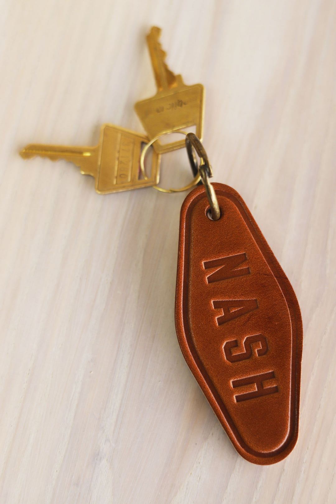 NASH Debossed Leather Keychain