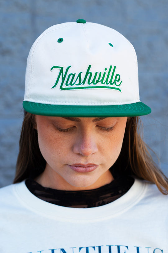 Nashville Script Flatbill [Off White/Green]