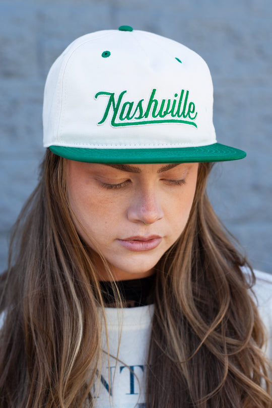 Nashville Script Flatbill [Off White/Green]