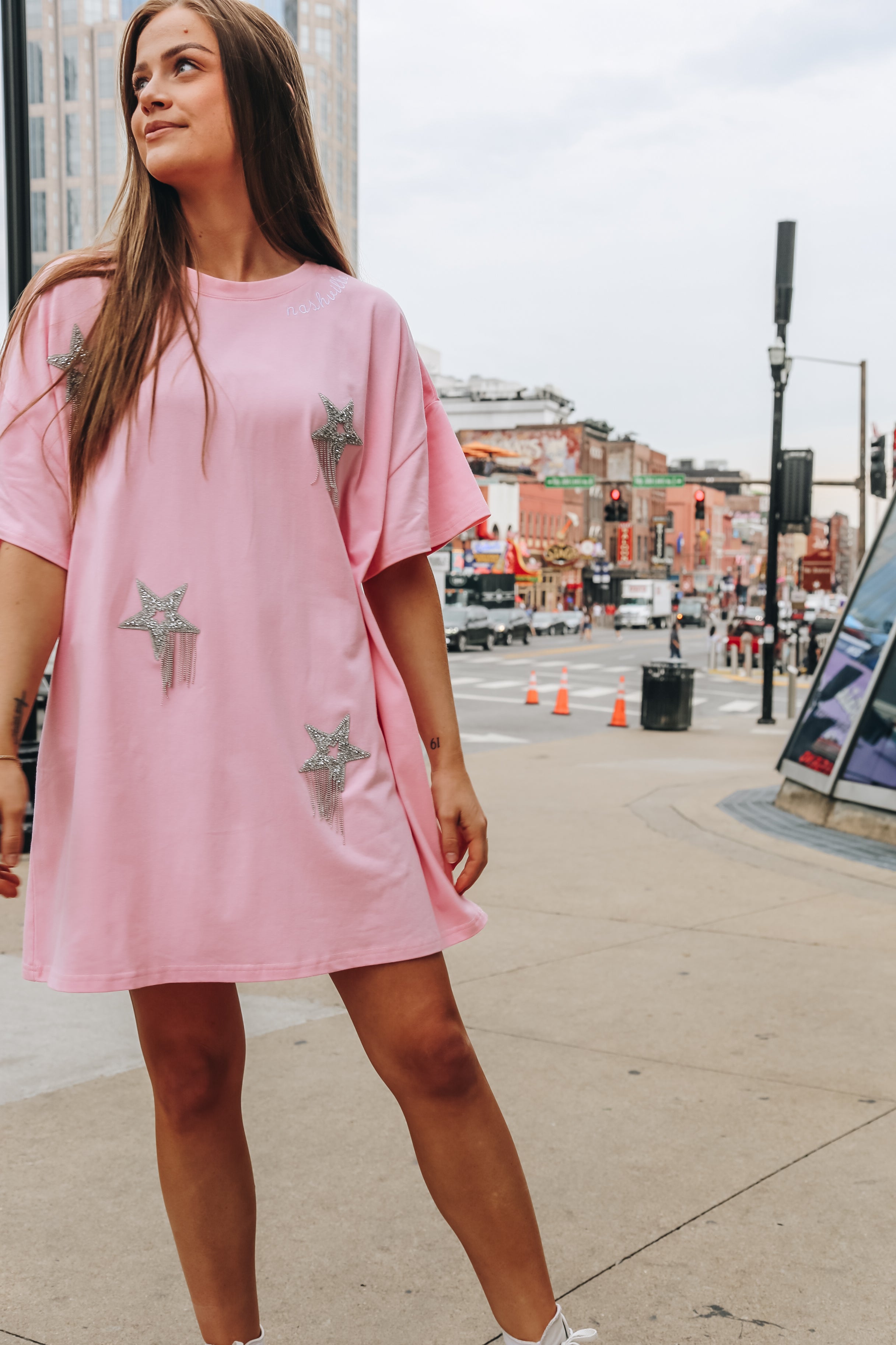 Star Struck Shirt Dress [Pink]