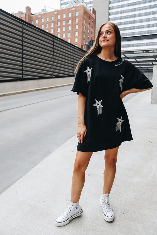 Star Struck Shirt Dress [Black]