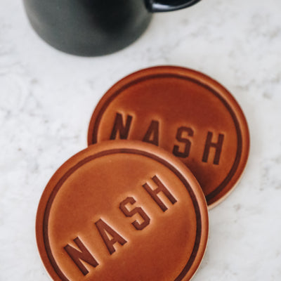 NASH Debossed Leather Coaster
