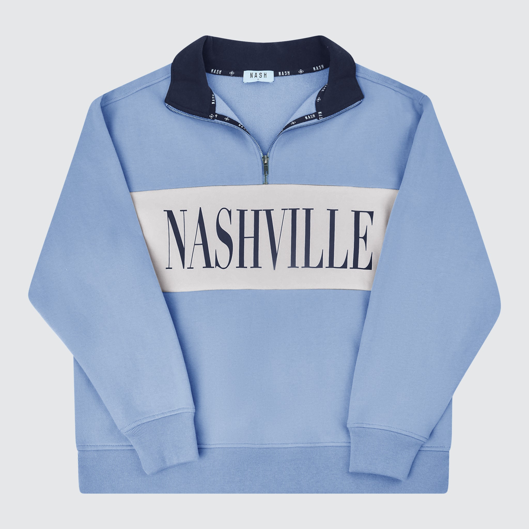 Callie Color Block Quarter Zip [Slate Blue/Cream] – The Nash