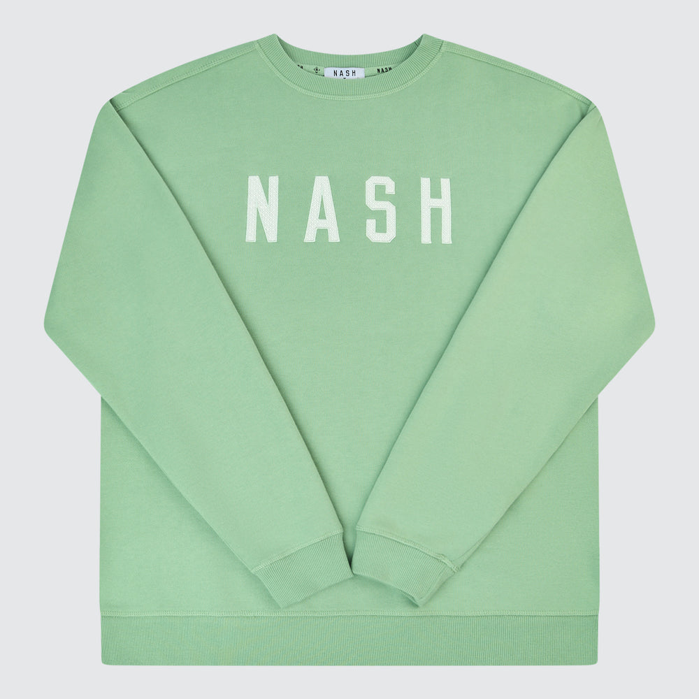 Lucy Embroidered Crew [Green Mist]