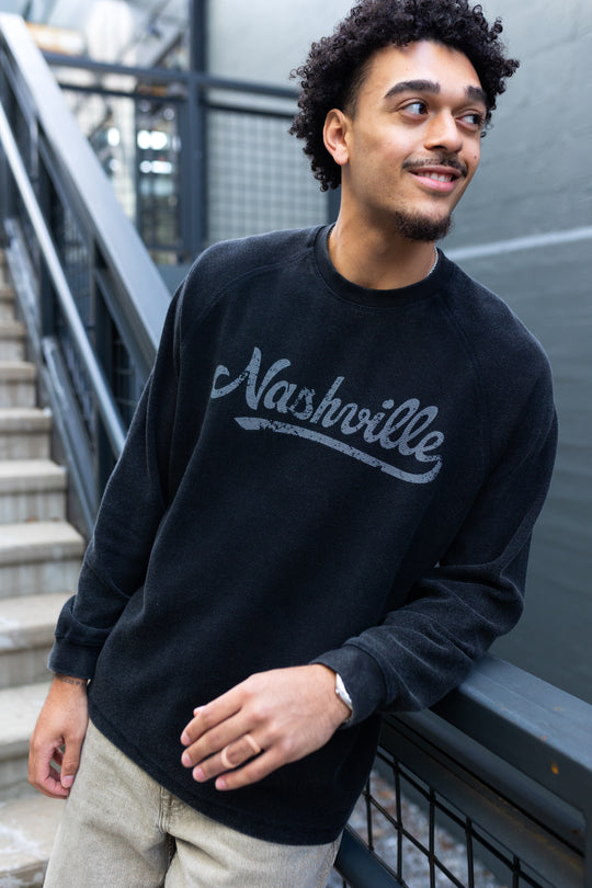 Nashville Waffle Raglan Long Sleeve [Black]