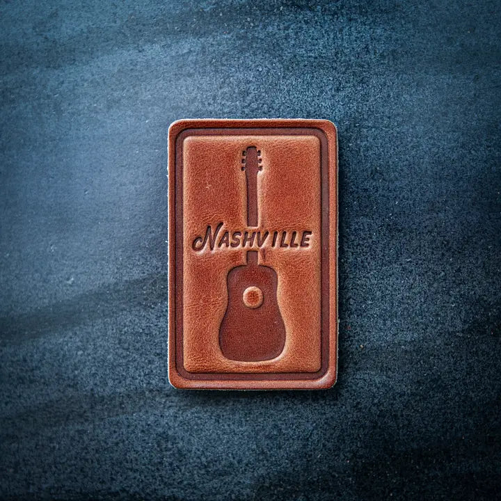 Nashville Guitar Block Leather Magnet
