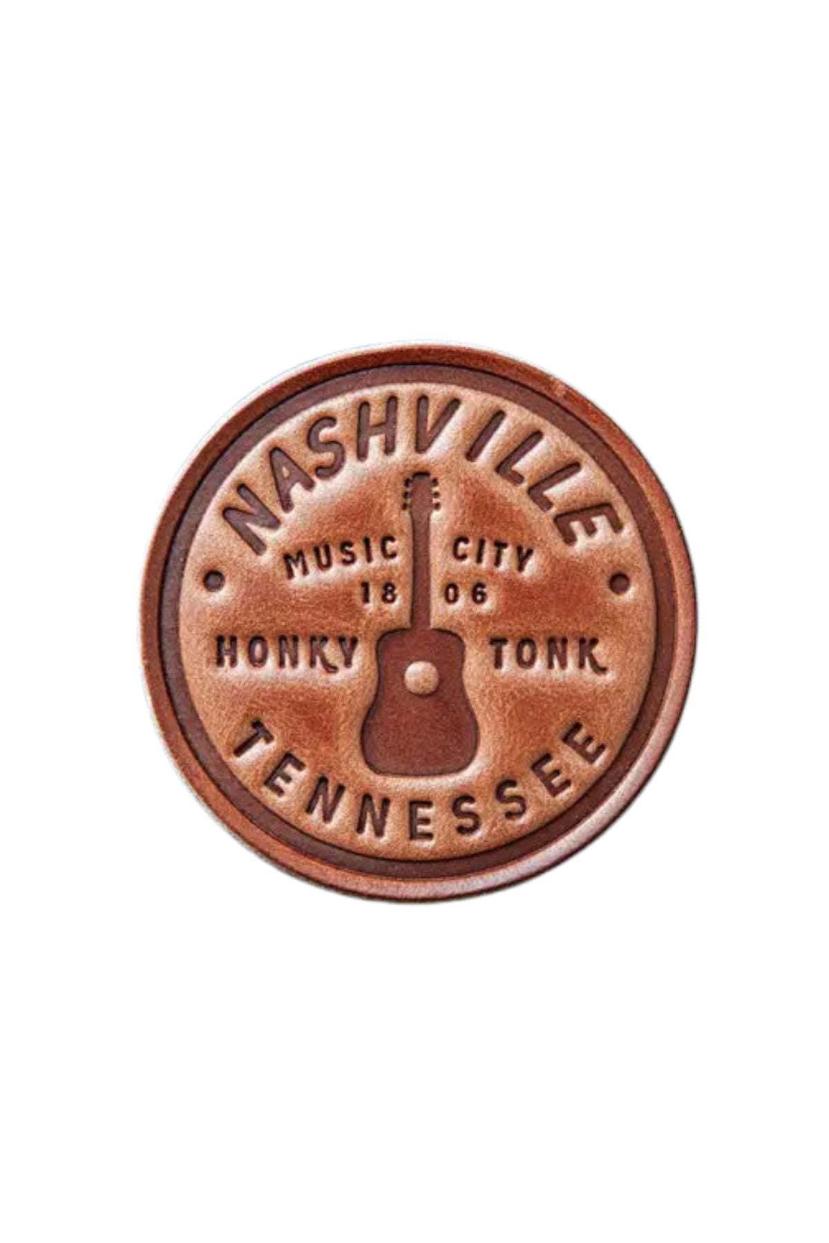Nashville Guitar Round Leather Magnet