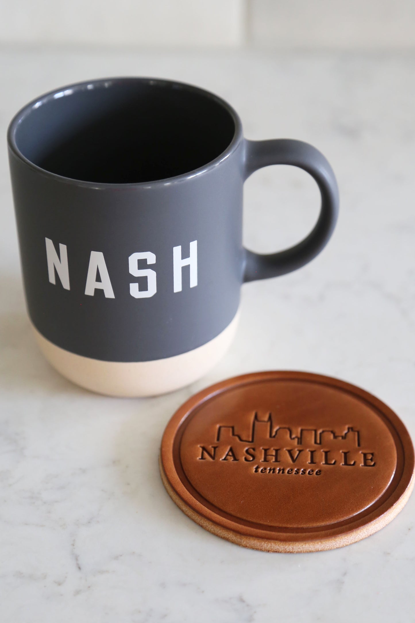 Nashville Skyline Leather Coaster
