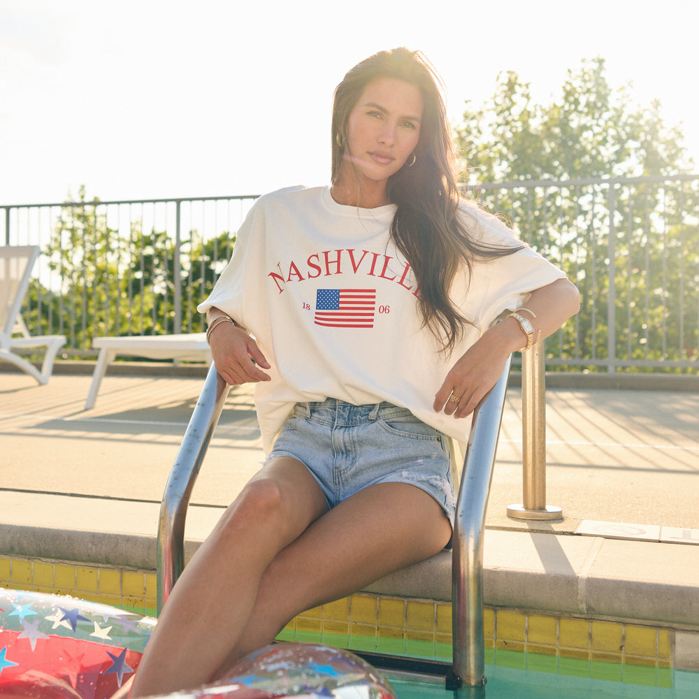 Kacey Oversize Tee [Cream/Flag]