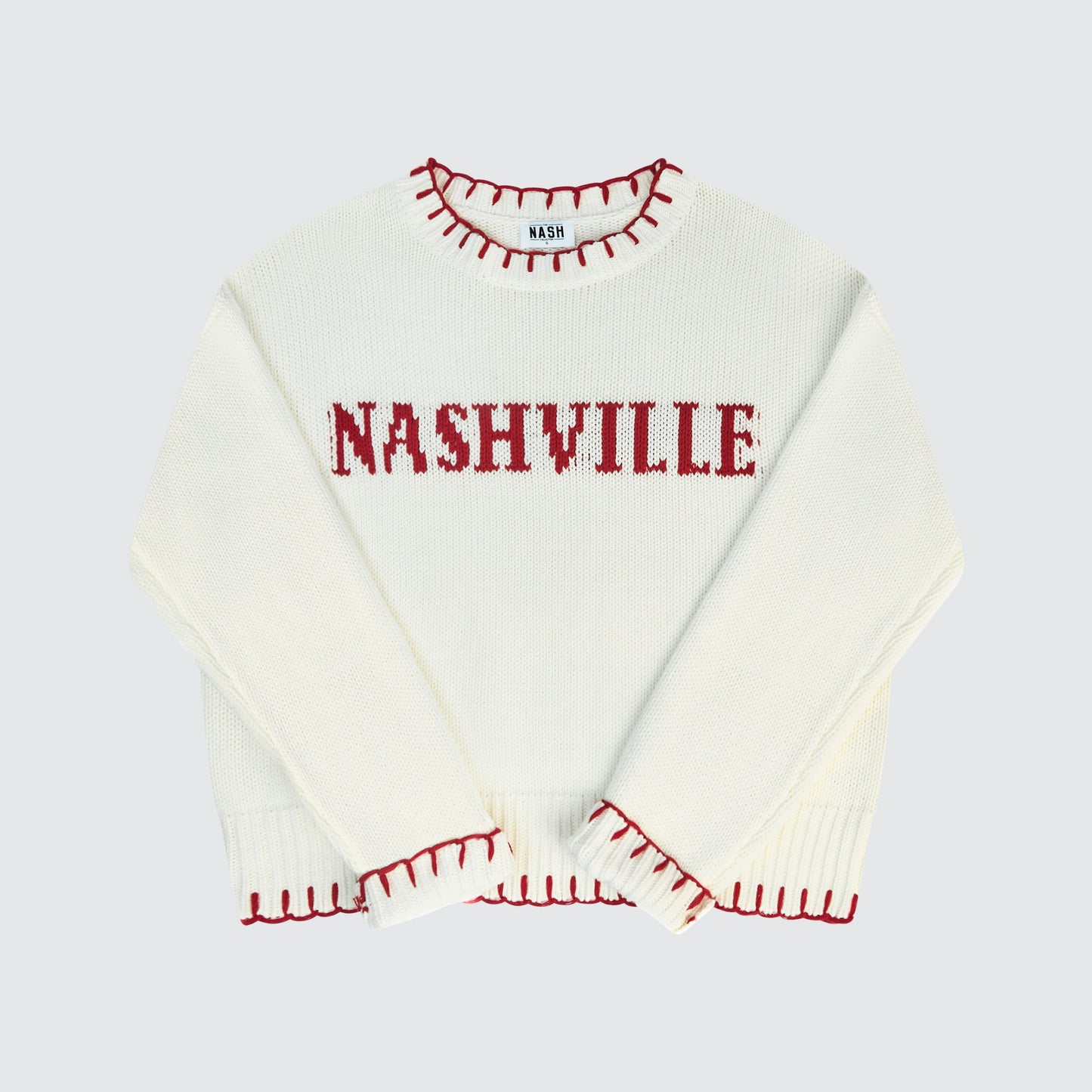 Nashville Chunky Knit Sweater [Cream/Red]