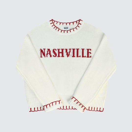 Nashville Chunky Summer Knit Sweater [Cream/Red]